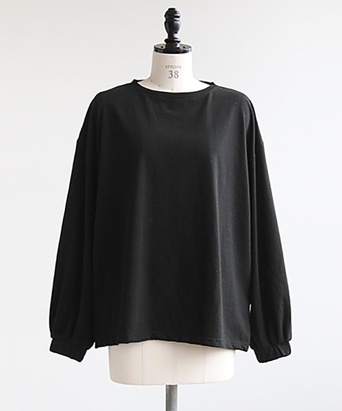 SOLAMONAT(ソラモナ)の「サラリト天竺ボリュームスリーブプルオーバー(Tシャツ/カットソー・レディース・ブラック/ホワイト・FREE)」の7枚目の写真