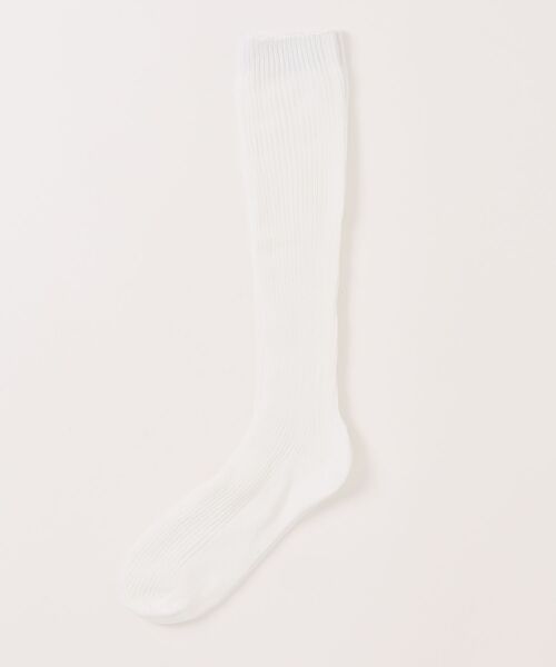EMODA（エモダ）の「RIB KNEE LENGTH SOCKS（ソックス/靴下・レディース・グレー/ホワイト・FREE）」の2枚目の写真