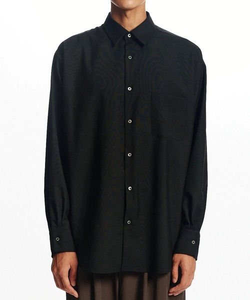 markaware（マーカウェア）の「【MARKAWARE】COMFORT FIT SHIRT(オーガニックウール2/80トロピカル / コンフォートフィットシャツ)（シャツ/ブラウス・メンズ・ベージュ/ブラック・1/2/3）」の3枚目の写真