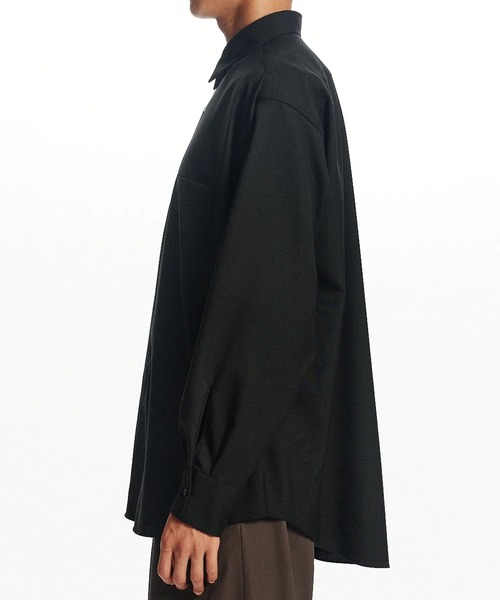 markaware（マーカウェア）の「【MARKAWARE】COMFORT FIT SHIRT(オーガニックウール2/80トロピカル / コンフォートフィットシャツ)（シャツ/ブラウス・メンズ・ベージュ/ブラック・1/2/3）」の4枚目の写真