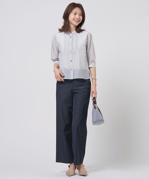 J.PRESS Ladies(J.プレス レディス)の「麻シェルドライ ワイド ストレート パンツ(その他パンツ・レディース・ネイビー系/ダークブラウン系/黄土色系/アイボリー系・S/XS/XXS)」の15枚目の写真