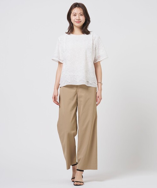 J.PRESS Ladies(J.プレス レディス)の「麻シェルドライ ワイド ストレート パンツ(その他パンツ・レディース・ネイビー系/ダークブラウン系/黄土色系/アイボリー系・S/XS/XXS)」の18枚目の写真