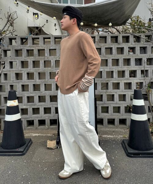 eastserviceshop(イーストサービスショップ)の「ウエストストライプリラックスラウンドニット - ベージュ(ニット/セーター・レディース・Beige・SMALL/MEDIUM/LARGE)」の5枚目の写真