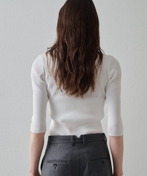 Drawing Numbers(ドローイング ナンバーズ)の「【Drawing Numbers】リブハーフスリーブニット(ニット/セーター・レディース・ブラック/ホワイト/ブラウン・38)」の9枚目の写真