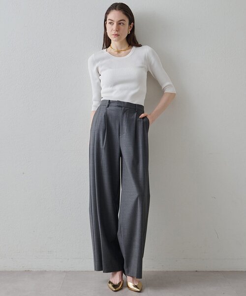 Drawing Numbers(ドローイング ナンバーズ)の「【Drawing Numbers】リブハーフスリーブニット(ニット/セーター・レディース・ブラック/ホワイト/ブラウン・38)」の12枚目の写真