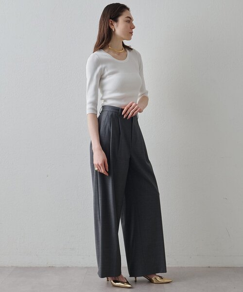 Drawing Numbers(ドローイング ナンバーズ)の「【Drawing Numbers】リブハーフスリーブニット(ニット/セーター・レディース・ブラック/ホワイト/ブラウン・38)」の11枚目の写真