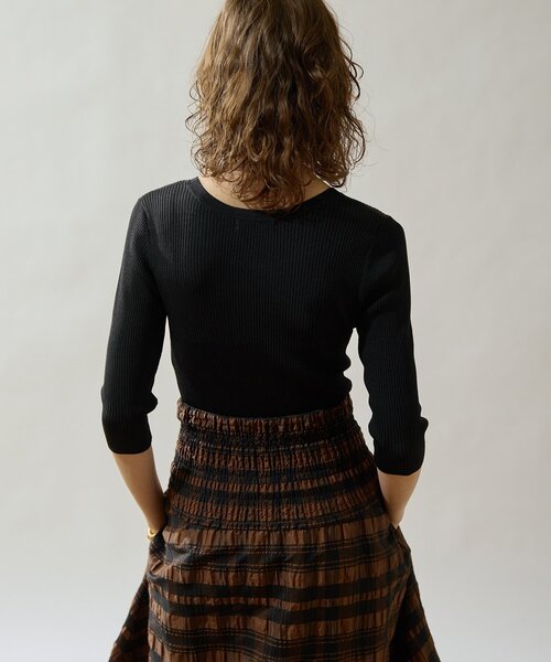 Drawing Numbers(ドローイング ナンバーズ)の「【Drawing Numbers】リブハーフスリーブニット(ニット/セーター・レディース・ブラック/ホワイト/ブラウン・38)」の18枚目の写真