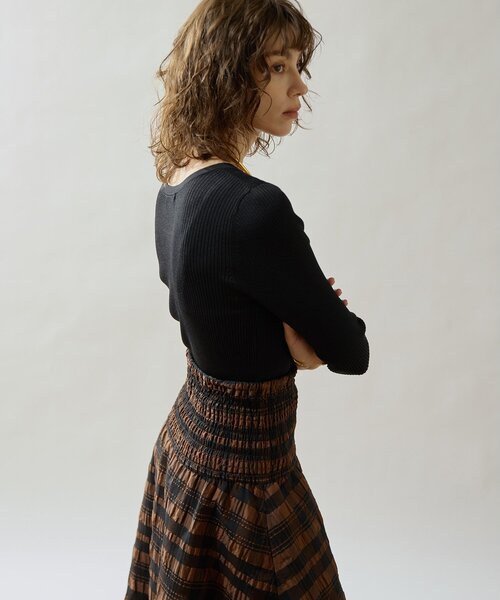 Drawing Numbers(ドローイング ナンバーズ)の「【Drawing Numbers】リブハーフスリーブニット(ニット/セーター・レディース・ブラック/ホワイト/ブラウン・38)」の21枚目の写真