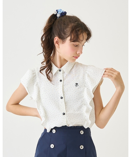 pom ponette junior（ポンポネットジュニア）の「【袖取り外し】ボウタイブラウス（シャツ/ブラウス・キッズ・ブラック/ホワイト・LL(165cm)/L:160cm/M:150cm/S:140cm）」の18枚目の写真