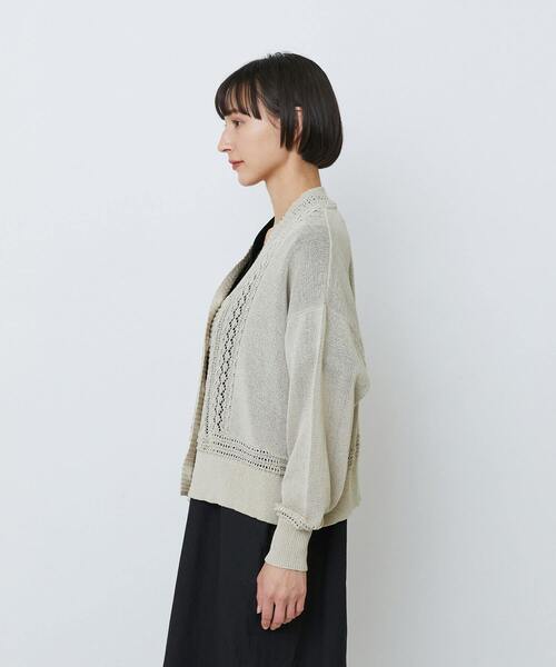 LOISIR(ロワズィール)の「エステル和紙透かし柄カーディガン(カーディガン/ボレロ・レディース・ベージュ/ネイビー・FREE)」の5枚目の写真