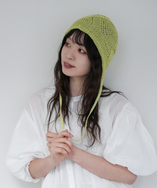 polcadot（ポルカドット）の「GLITTER BONNET／グリッターボンネット バブーシュカ（ニットキャップ/ビーニー・レディース・ライトグレー/グリーン/ベージュ/オレンジ/ブラック・FREE）」の4枚目の写真