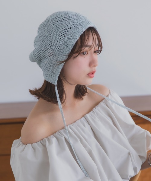 polcadot（ポルカドット）の「GLITTER BONNET／グリッターボンネット バブーシュカ（ニットキャップ/ビーニー・レディース・ライトグレー/グリーン/ベージュ/オレンジ/ブラック・FREE）」の3枚目の写真
