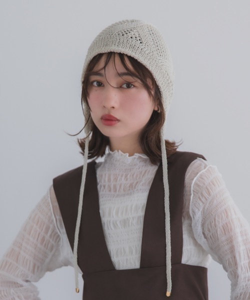 polcadot（ポルカドット）の「GLITTER BONNET／グリッターボンネット バブーシュカ（ニットキャップ/ビーニー・レディース・ライトグレー/グリーン/ベージュ/オレンジ/ブラック・FREE）」の8枚目の写真