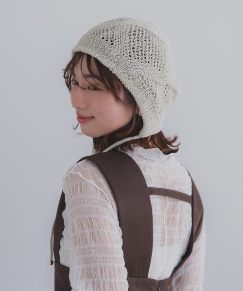 polcadot（ポルカドット）の「GLITTER BONNET／グリッターボンネット バブーシュカ（ニットキャップ/ビーニー・レディース・ライトグレー/グリーン/ベージュ/オレンジ/ブラック・FREE）」の9枚目の写真