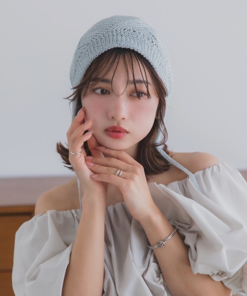 polcadot（ポルカドット）の「GLITTER BONNET／グリッターボンネット バブーシュカ（ニットキャップ/ビーニー・レディース・ライトグレー/グリーン/ベージュ/オレンジ/ブラック・FREE）」の12枚目の写真