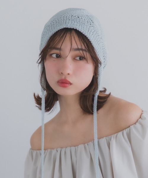 polcadot（ポルカドット）の「GLITTER BONNET／グリッターボンネット バブーシュカ（ニットキャップ/ビーニー・レディース・ライトグレー/グリーン/ベージュ/オレンジ/ブラック・FREE）」の14枚目の写真