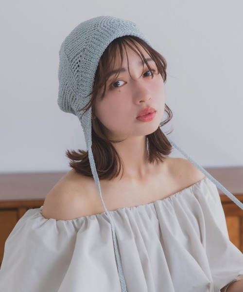 polcadot（ポルカドット）の「GLITTER BONNET／グリッターボンネット バブーシュカ（ニットキャップ/ビーニー・レディース・ライトグレー/グリーン/ベージュ/オレンジ/ブラック・FREE）」の13枚目の写真
