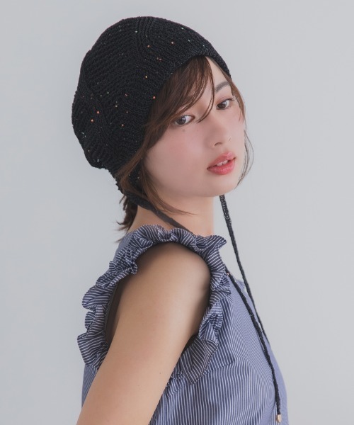 polcadot（ポルカドット）の「GLITTER BONNET／グリッターボンネット バブーシュカ（ニットキャップ/ビーニー・レディース・ライトグレー/グリーン/ベージュ/オレンジ/ブラック・FREE）」の19枚目の写真