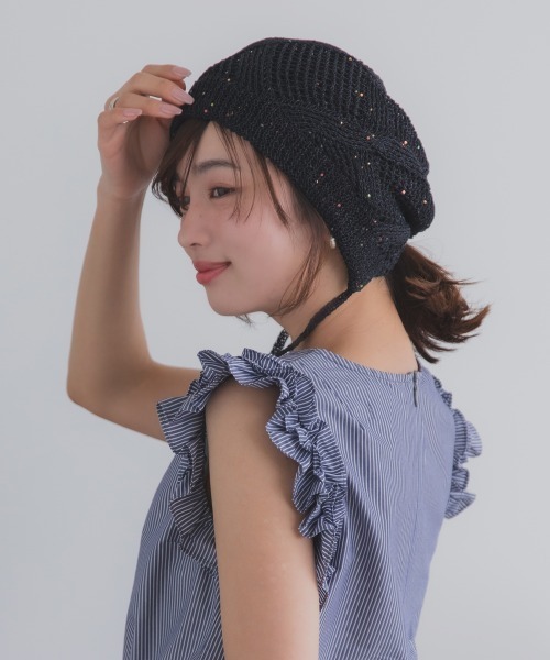 polcadot（ポルカドット）の「GLITTER BONNET／グリッターボンネット バブーシュカ（ニットキャップ/ビーニー・レディース・ライトグレー/グリーン/ベージュ/オレンジ/ブラック・FREE）」の20枚目の写真