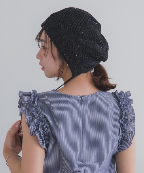 polcadot（ポルカドット）の「GLITTER BONNET／グリッターボンネット バブーシュカ（ニットキャップ/ビーニー・レディース・ライトグレー/グリーン/ベージュ/オレンジ/ブラック・FREE）」の21枚目の写真