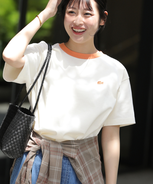 JOURNAL STANDARD relume(ジャーナルスタンダード レリューム)の「別注【LACOSTE/ラコステ】リンガーTシャツ(Tシャツ/カットソー・レディース・アイボリー/ブラウン/ネイビー・36)」の7枚目の写真