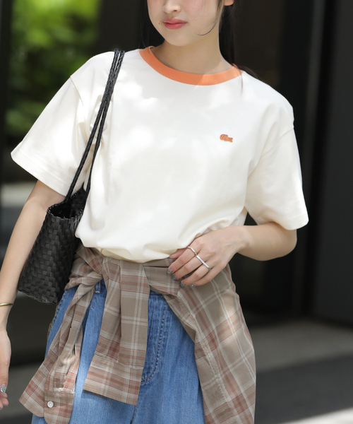 JOURNAL STANDARD relume(ジャーナルスタンダード レリューム)の「別注【LACOSTE/ラコステ】リンガーTシャツ(Tシャツ/カットソー・レディース・アイボリー/ブラウン/ネイビー・36)」の8枚目の写真