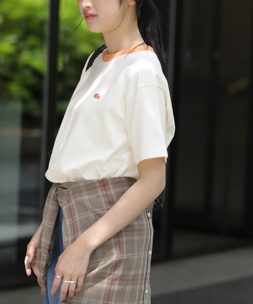 JOURNAL STANDARD relume(ジャーナルスタンダード レリューム)の「別注【LACOSTE/ラコステ】リンガーTシャツ(Tシャツ/カットソー・レディース・アイボリー/ブラウン/ネイビー・36)」の10枚目の写真