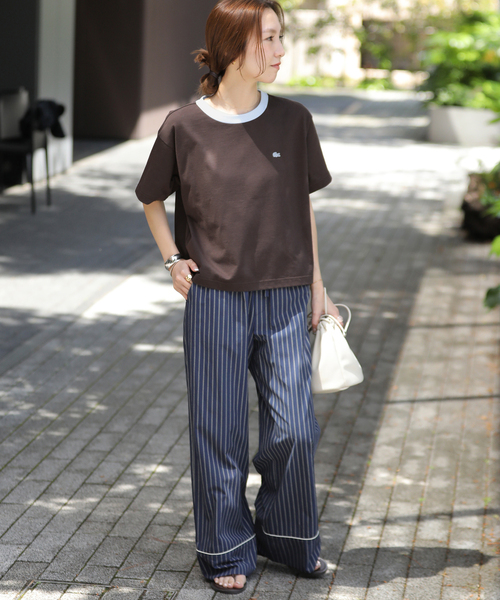 JOURNAL STANDARD relume(ジャーナルスタンダード レリューム)の「別注【LACOSTE/ラコステ】リンガーTシャツ(Tシャツ/カットソー・レディース・アイボリー/ブラウン/ネイビー・36)」の22枚目の写真