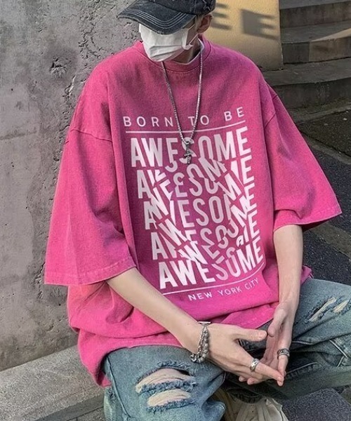 link lot（リンクロット）の「ピグメント加工ビッグロゴT（Tシャツ/カットソー・メンズ・パープル/ピンク/ブラック・L/M）」の3枚目の写真