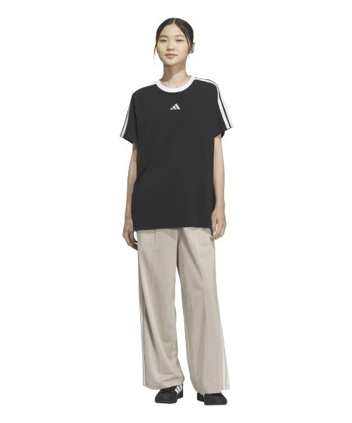 adidas（アディダス）の「アディダス adidas トリコット ルーズフィット ストレートレッグ オープンヘムパンツ（その他パンツ・レディース・ブラック/ベージュ/ネイビー・S/M/L/XL）」の5枚目の写真