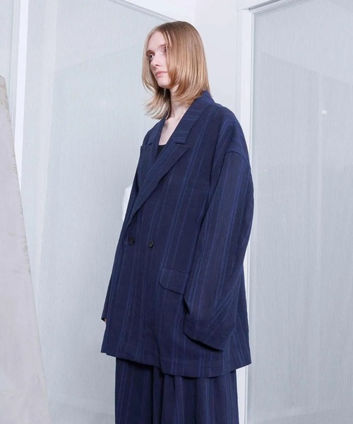 VOAAOV（ヴォアーブ）の「【VOAAOV】STRIPE - SET UP Double Big Jacket（テーラードジャケット・メンズ・ネイビー/ブラウン・1）」の11枚目の写真