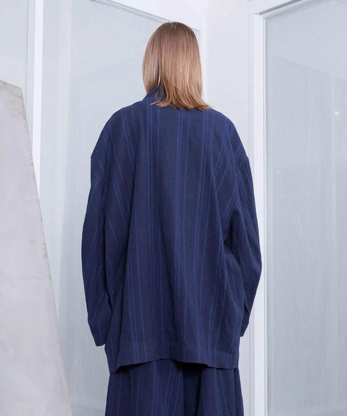 VOAAOV（ヴォアーブ）の「【VOAAOV】STRIPE - SET UP Double Big Jacket（テーラードジャケット・メンズ・ネイビー/ブラウン・1）」の12枚目の写真
