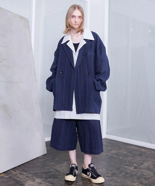 VOAAOV（ヴォアーブ）の「【VOAAOV】STRIPE - SET UP Double Big Jacket（テーラードジャケット・メンズ・ネイビー/ブラウン・1）」の13枚目の写真