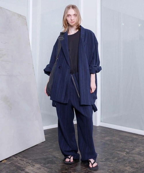 VOAAOV（ヴォアーブ）の「【VOAAOV】STRIPE - SET UP Double Big Jacket（テーラードジャケット・メンズ・ネイビー/ブラウン・1）」の14枚目の写真