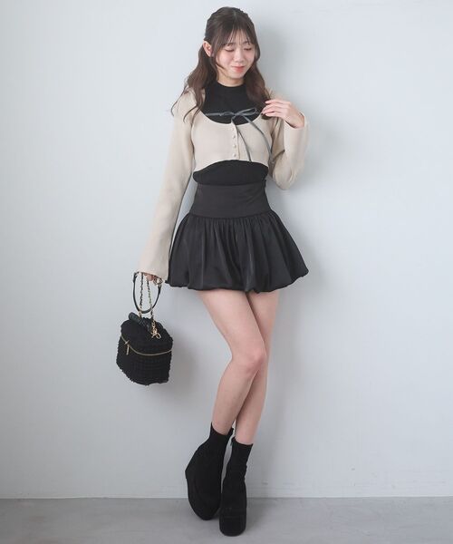 MAJESTIC LEGON（マジェスティックレゴン）の「バルーンミニスカパン（スカート・レディース・アイボリー/ブラック・MEDIUM）」の2枚目の写真