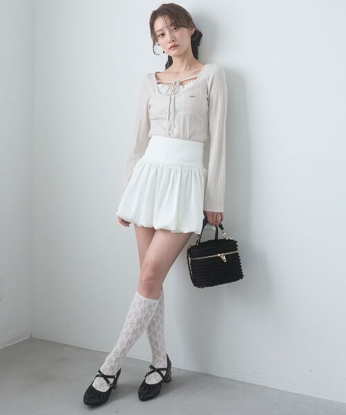 MAJESTIC LEGON（マジェスティックレゴン）の「バルーンミニスカパン（スカート・レディース・アイボリー/ブラック・MEDIUM）」の11枚目の写真