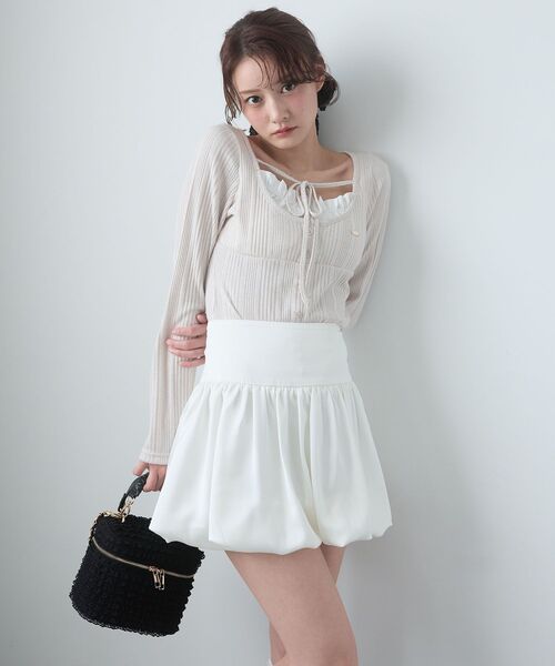 MAJESTIC LEGON（マジェスティックレゴン）の「バルーンミニスカパン（スカート・レディース・アイボリー/ブラック・MEDIUM）」の12枚目の写真