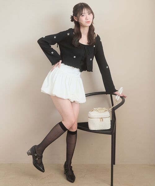 MAJESTIC LEGON（マジェスティックレゴン）の「バルーンミニスカパン（スカート・レディース・アイボリー/ブラック・MEDIUM）」の13枚目の写真