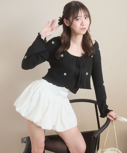 MAJESTIC LEGON（マジェスティックレゴン）の「バルーンミニスカパン（スカート・レディース・アイボリー/ブラック・MEDIUM）」の14枚目の写真