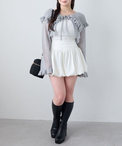 MAJESTIC LEGON（マジェスティックレゴン）の「バルーンミニスカパン（スカート・レディース・アイボリー/ブラック・MEDIUM）」の15枚目の写真