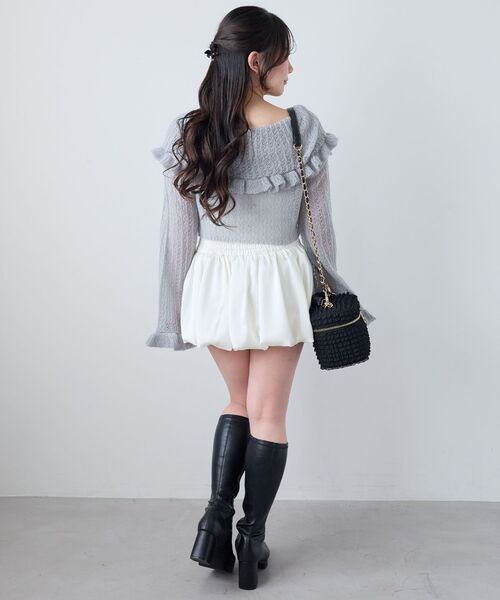 MAJESTIC LEGON（マジェスティックレゴン）の「バルーンミニスカパン（スカート・レディース・アイボリー/ブラック・MEDIUM）」の17枚目の写真