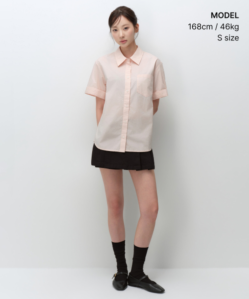 MUSINSA STANDARD WOMAN（ムシンサスタンダードウーマン）の「ウィメンズリラックスドソフトポプリン半袖シャツ[ローズウォーター]（シャツ/ブラウス・レディース・その他・X-SMALL/SMALL/MEDIUM/LARGE）」の4枚目の写真