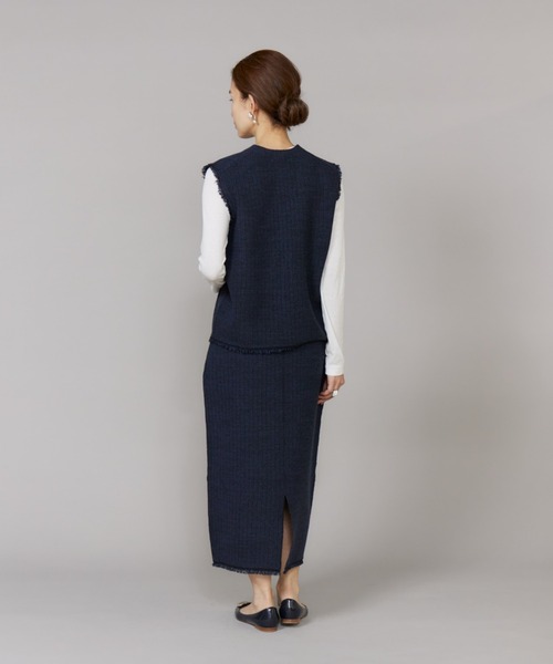 LE SOUK（ルスーク）の「ニットツイードAラインスカート「セットアップ対応」（スカート・レディース・ネイビー/グリーン系その他・フリー）」の17枚目の写真