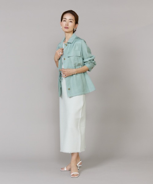 LE SOUK（ルスーク）の「ニットツイードAラインスカート「セットアップ対応」（スカート・レディース・ネイビー/グリーン系その他・フリー）」の3枚目の写真