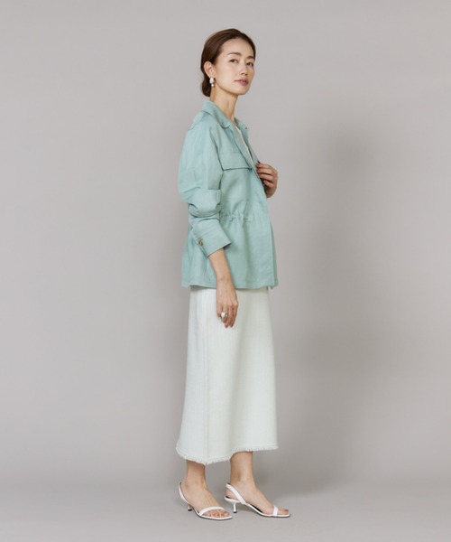 LE SOUK（ルスーク）の「ニットツイードAラインスカート「セットアップ対応」（スカート・レディース・ネイビー/グリーン系その他・フリー）」の4枚目の写真