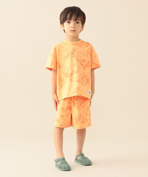 BEAMS mini(ビームスミニ)の「タイダイ プリント セット 2026SS (90~150cm) 夏物 外遊び セットアップ(サロペット/オーバーオール・キッズ・オレンジ/その他・90/100/110/120/130/140/150)」の1枚目の写真