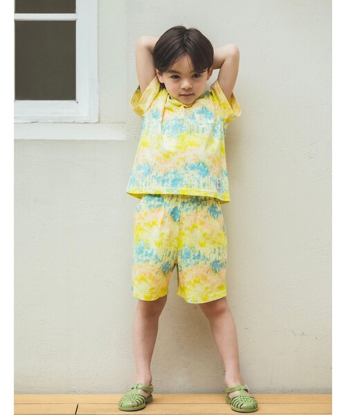 BEAMS mini(ビームスミニ)の「タイダイ プリント セット 2026SS (90~150cm) 夏物 外遊び セットアップ(サロペット/オーバーオール・キッズ・オレンジ/その他・90/100/110/120/130/140/150)」の2枚目の写真