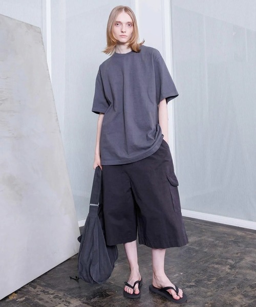 VOAAOV（ヴォアーブ）の「【VOAAOV】WEATHER CLOTH GARMENT DYE Wide Short Pants（その他パンツ・メンズ・ブラック/オリーブ/チャコールグレー・1）」の2枚目の写真