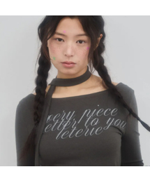 LETTERING OFF-SHOULDER TIE LONG SLEEVE_3COLOR