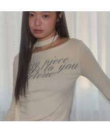 LETTERING OFF-SHOULDER TIE LONG SLEEVE_3COLOR